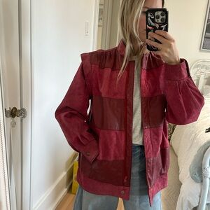 Vintage Sears Maroon Leather & Suede Jacket